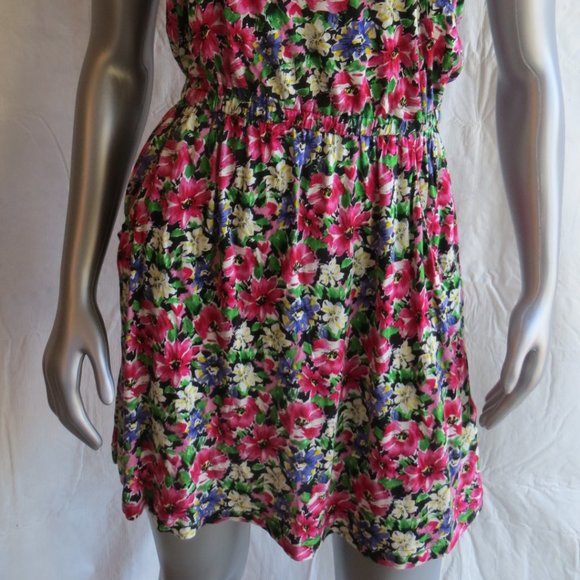 XXI Black with Magenta Flower Spaghetti Strap Dres - Picture 2 of 8